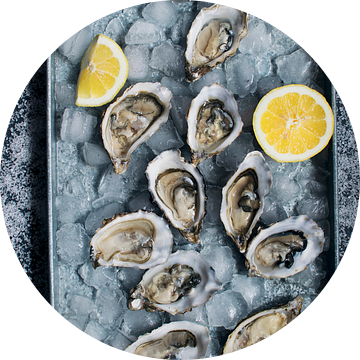 Sf 12338985 Verse oesters met citroenen op ijs