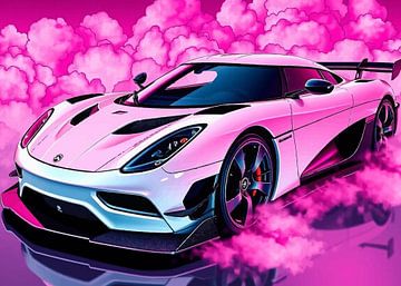 Witte Koenigsegg Agera RS - Neon Magenta Rooknevel van MIROKKU
