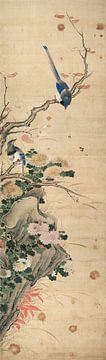 Chen Mei,Vogels op takken, Chinese vogels en bloemen Schilderije