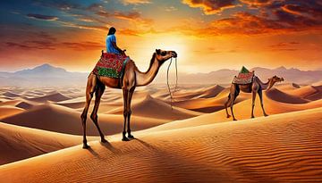 Camel in the desert, art design by Animaflora PicsStock