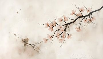 Wabi sabi Silence in Bloom - Abstrakte japanische Harmonie von Jolique Arte