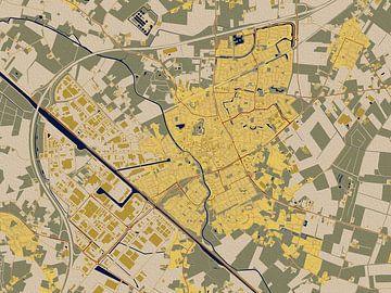 Kaart van Veghel in de stijl van Gustav Klimt van Maporia