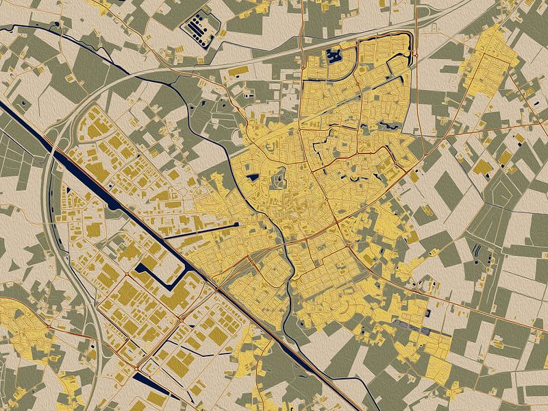Map of Veghel in the style of Gustav Klimt by Maporia