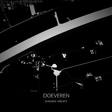 Schwarz-weiße Karte von Doeveren, Nordbrabant. von Rezona