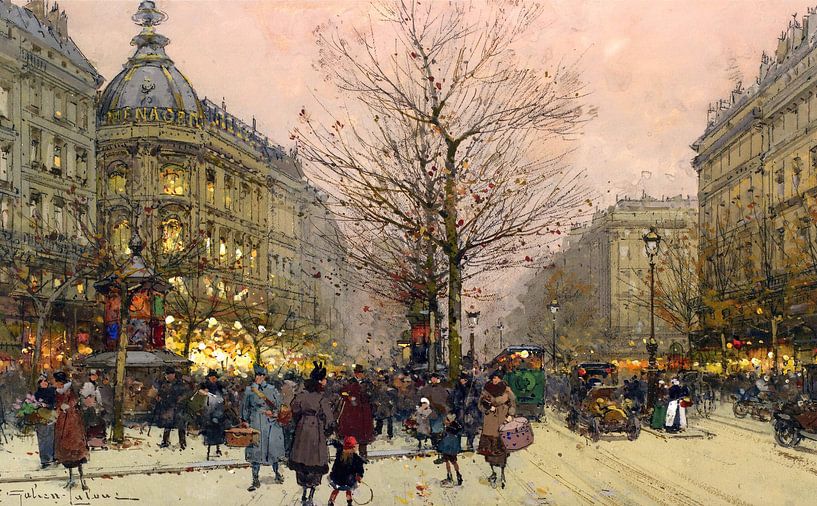 Les Grands Boulevards, Paris - Eugène Galien-Laloue by Schilders Gilde