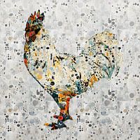 Witte haan semi-abstract met patroon