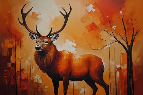 Impressionistisch Hert in Warme Herfsttinten