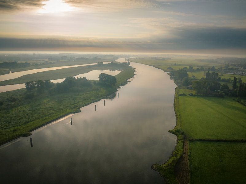 IJssel zonsopgang panoramisch landschapsgezicht van Sjoerd van der Wal Fotografie