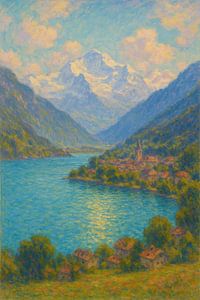 Interlaken See & er Jungfrau – Schweizer Wasserimpressionistische Kunst