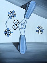 Abstrakte Vase mit Blumen gespiegelt von Greta Lipman