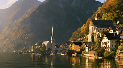 Hallstatt, Austria: abstract panorama