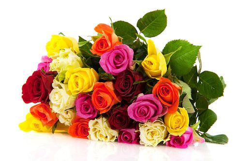 Bouquet de roses colorées