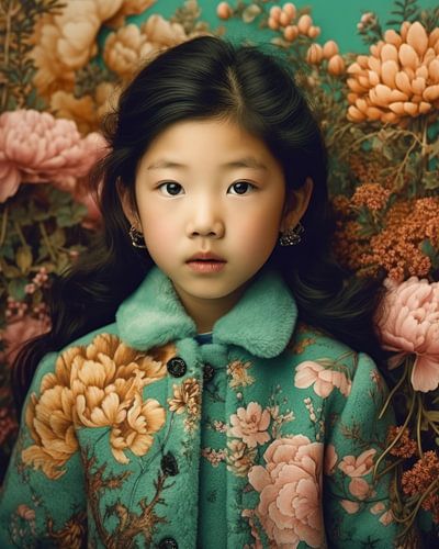 Kleurrijk fine art portret van een Aziatisch meisje