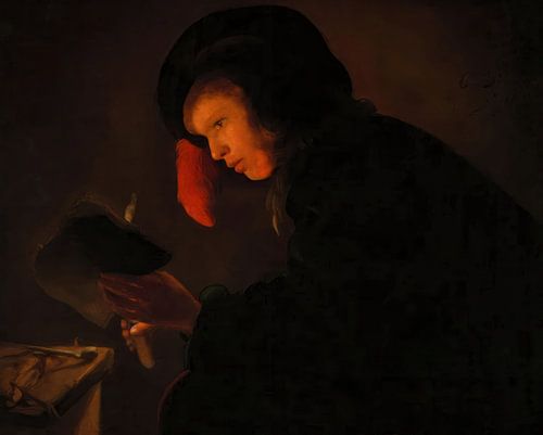 Jeune homme à la chandelle - Christiaen Jansz- Dusart