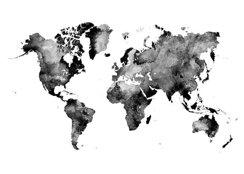 World map 37 black and white #map #worldmap by JBJart Justyna Jaszke