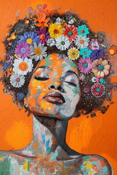 Woman with flowers by Bert Nijholt