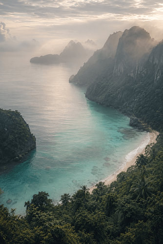 Emerald Horizon – Fine Art: Tropical Bay at Sunrise