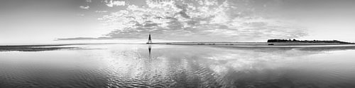 Noordzee zonsopgang Cuxhaven zwart-wit