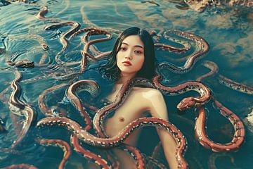 Asian beauty in the snake pond | AI Photography by Frank Daske | Foto & Design