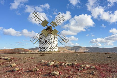 Moulin à vent à Villaverde, sur l'île de Fuerteventura sur Michael Valjak