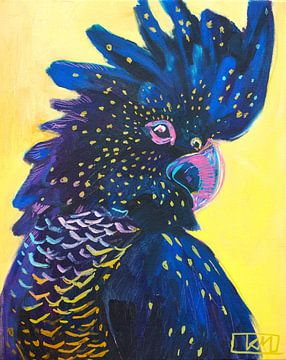 Zwarte papegaai vogel van ATELIER KAMILA MATKOWSKA