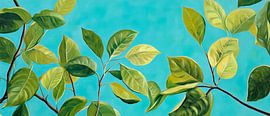 Green leaves on blue - Vivid by Poster Art Shop