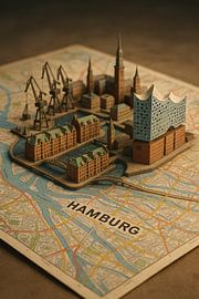 Hamburg 3D Map Diorama – Miniature Port City Landmarks by Travel Shop