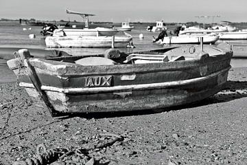 Abandoned Andalusian fishing boat in Novo Sancti Petri - monochrome by Silva Wischeropp