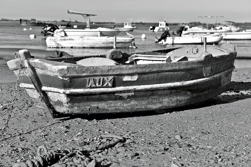 Abandoned Andalusian fishing boat in Novo Sancti Petri - monochrome by Silva Wischeropp