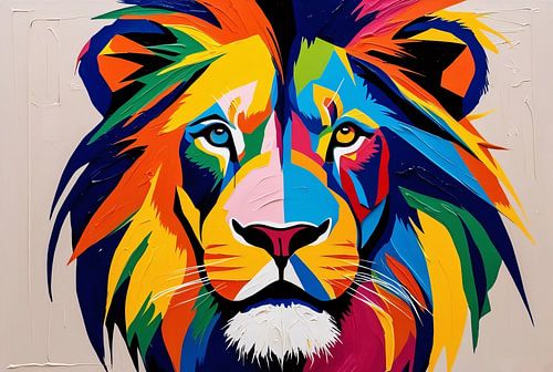 Kleurrijke abstracte leeuwenportret