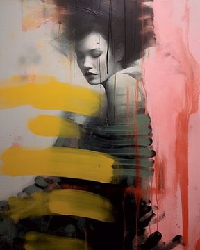 Portret "Paint me in pink and yellow" van Carla Van Iersel