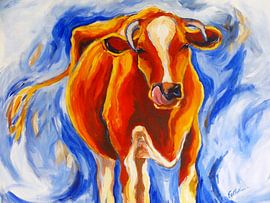 koe schilderij van Eveline van Oudbroekhuizen