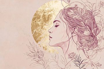 Portret vrouw met gouden details van Imperial Art House