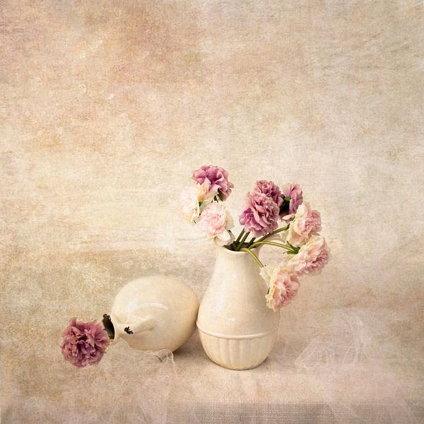 Still life with pink flowers by Guna Andersone