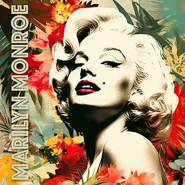 Portret Marilyn Monroe jungle poster van Vlindertuin Art