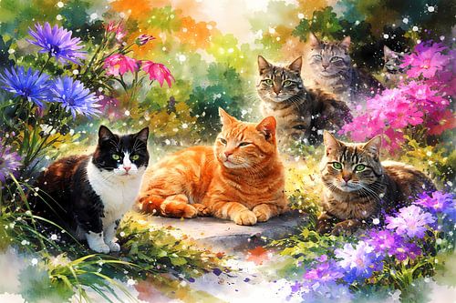 Les chats dans le jardin