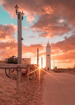 Zonsopkomst, vuurtoren van Noordwijk van Yanuschka Fotografie | Noordwijk