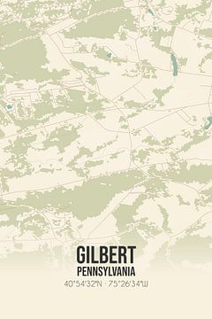 Vintage landkaart van Gilbert (Pennsylvania), USA. van MijnStadsPoster
