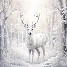 Portrait of a deer in winter landscape