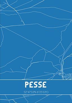 Blaupause | Karte | Pesse (Drenthe) von Rezona