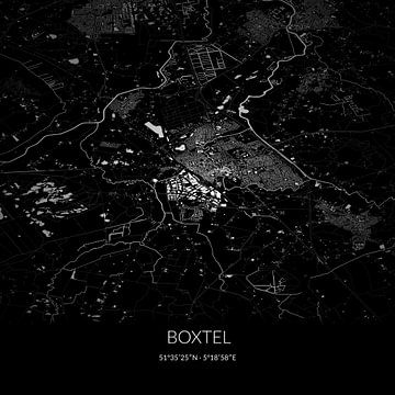 Zwart-witte landkaart van Boxtel, Noord-Brabant. van Rezona