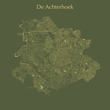 Water map of the Achterhoek in Green and Gold by Maps Are Art