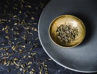 Still life plates with herbs