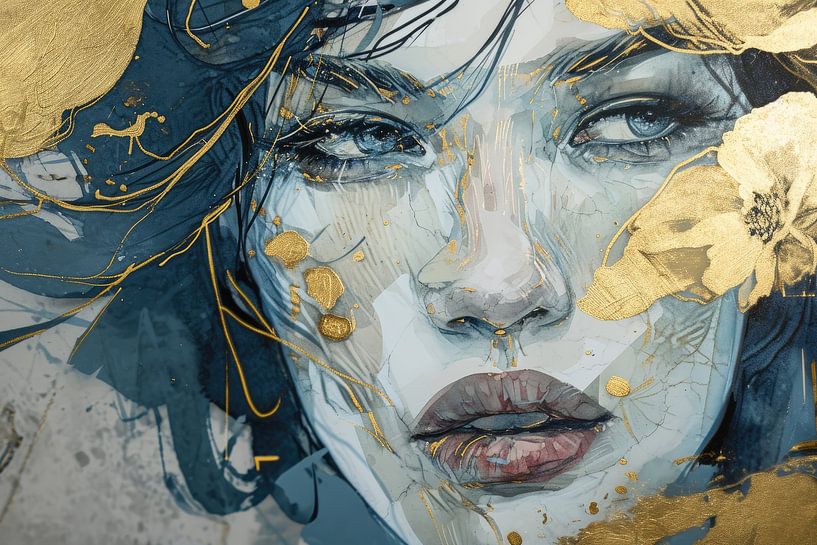 Het abstracte digitale portret van de mysterieuze vrouw van Digitale Schilderijen