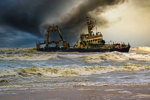 Gestrandet Schiffswrack vor der Küste von Namibia