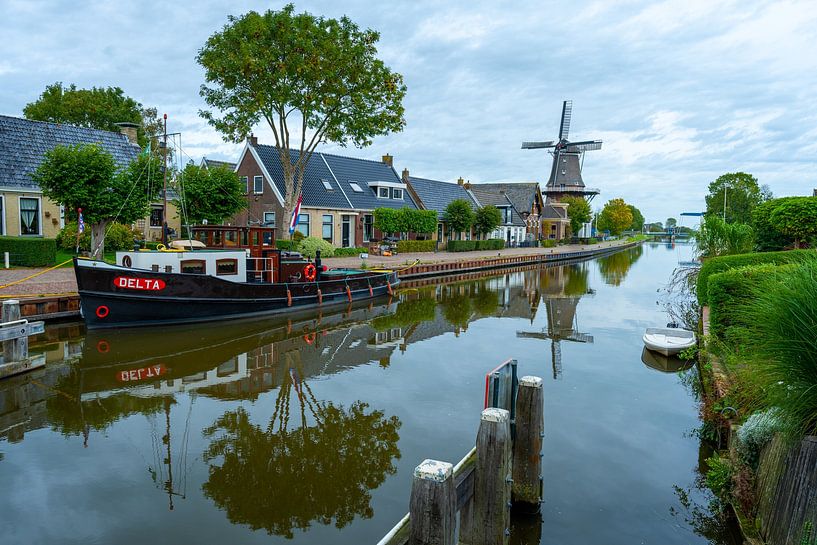 Burdaard avec vue sur le moulin De Zwaluw par R Smallenbroek