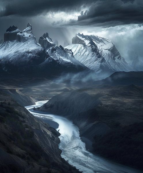 Berge, leuchtend im Dämmer von fernlichtsicht