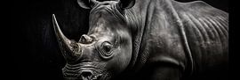 Black-and-white Rhinoceros by ARTEO Paintings