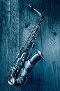 Jazz-Saxophon in blau von Ruurd Dankloff Miniaturansicht