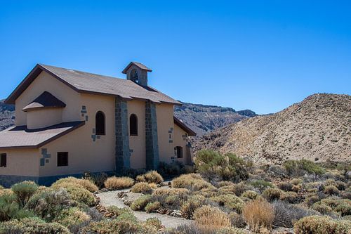 A chapel in the volcanic landscape of Teide National Park on Tenerife, Canary Islands